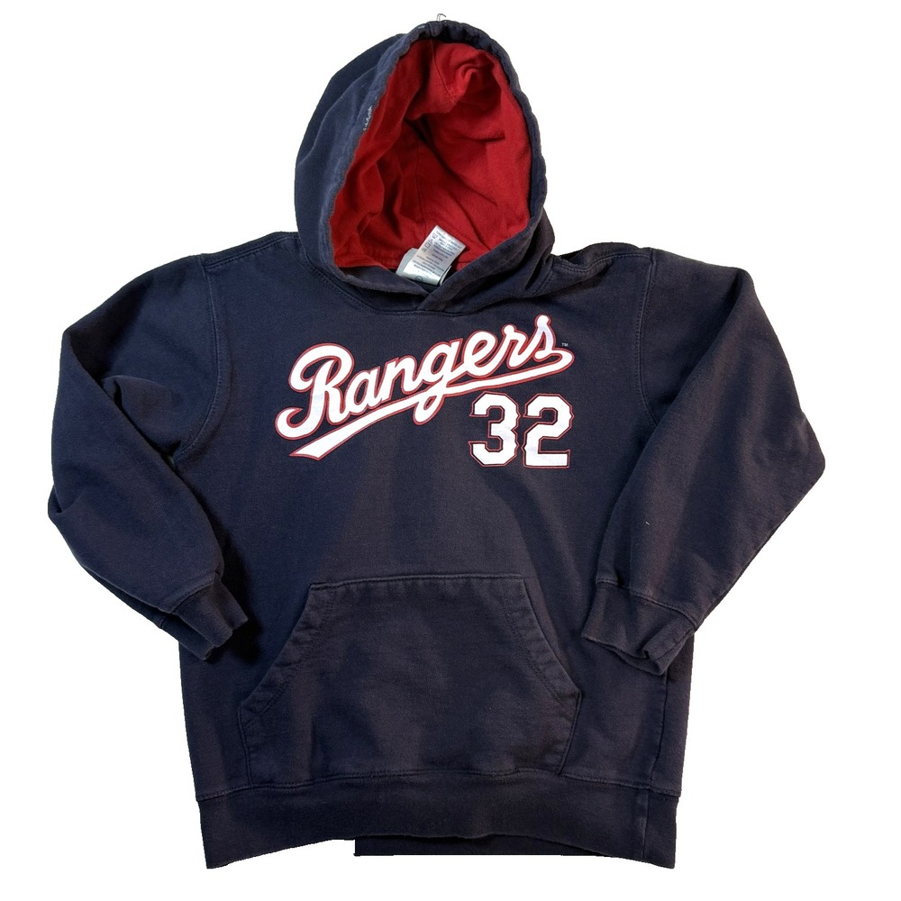 Texas Rangers Hamilton 32 Hoodie Boys 10-12 Blue MLB Fleece Pullover Sportscore